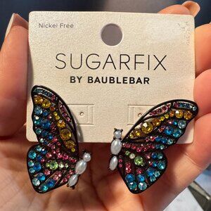 Sugarfix by BaubleBar Butterfly Earrings Deadstock Multicolor Rhinestone Sparkly